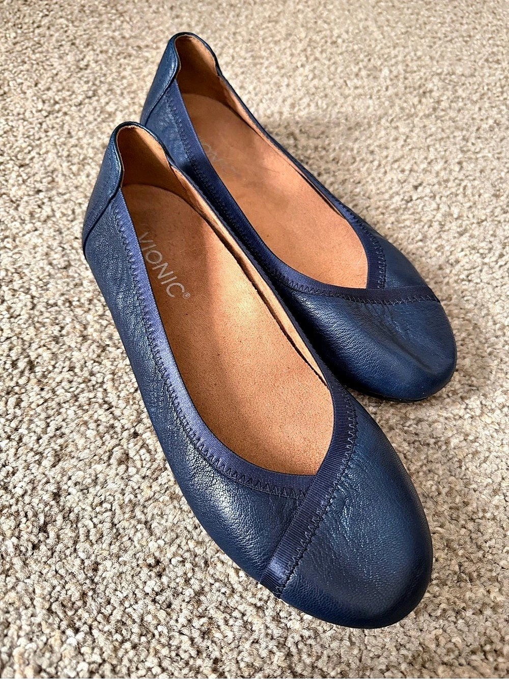Vionic Minna Ballet Flat Blue Round-Toe Flats Womens Size 7